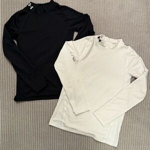 Under Armour Black and White Cold Gear Mock Neck Youth Shirts